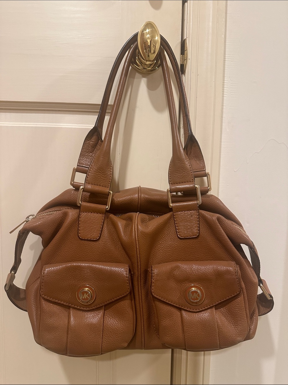 MICHAEL Michael Kors Brown Leather Double Pocket Shoulder Bag